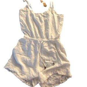 𝅺Rayasun size large white lightweight airy romper cinches at waist